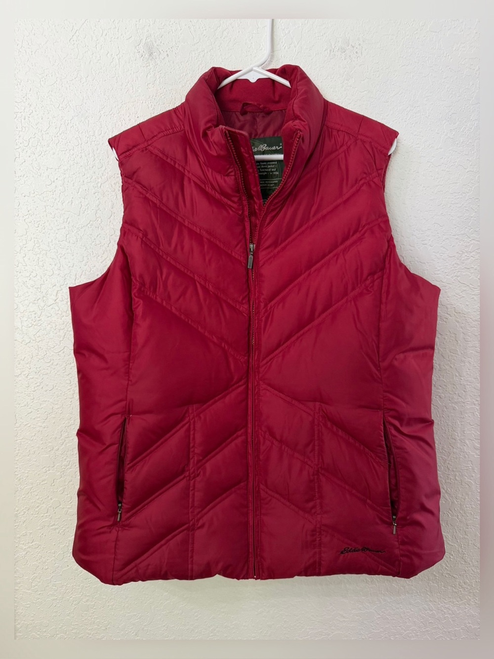 Eddie Bauer Premium Goose Down Burgundy Red Quilted Puffer Vest - XL